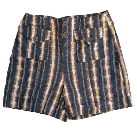 INC International Concepts Women's Black and Brown Striped Shorts - Picture 1 of 3